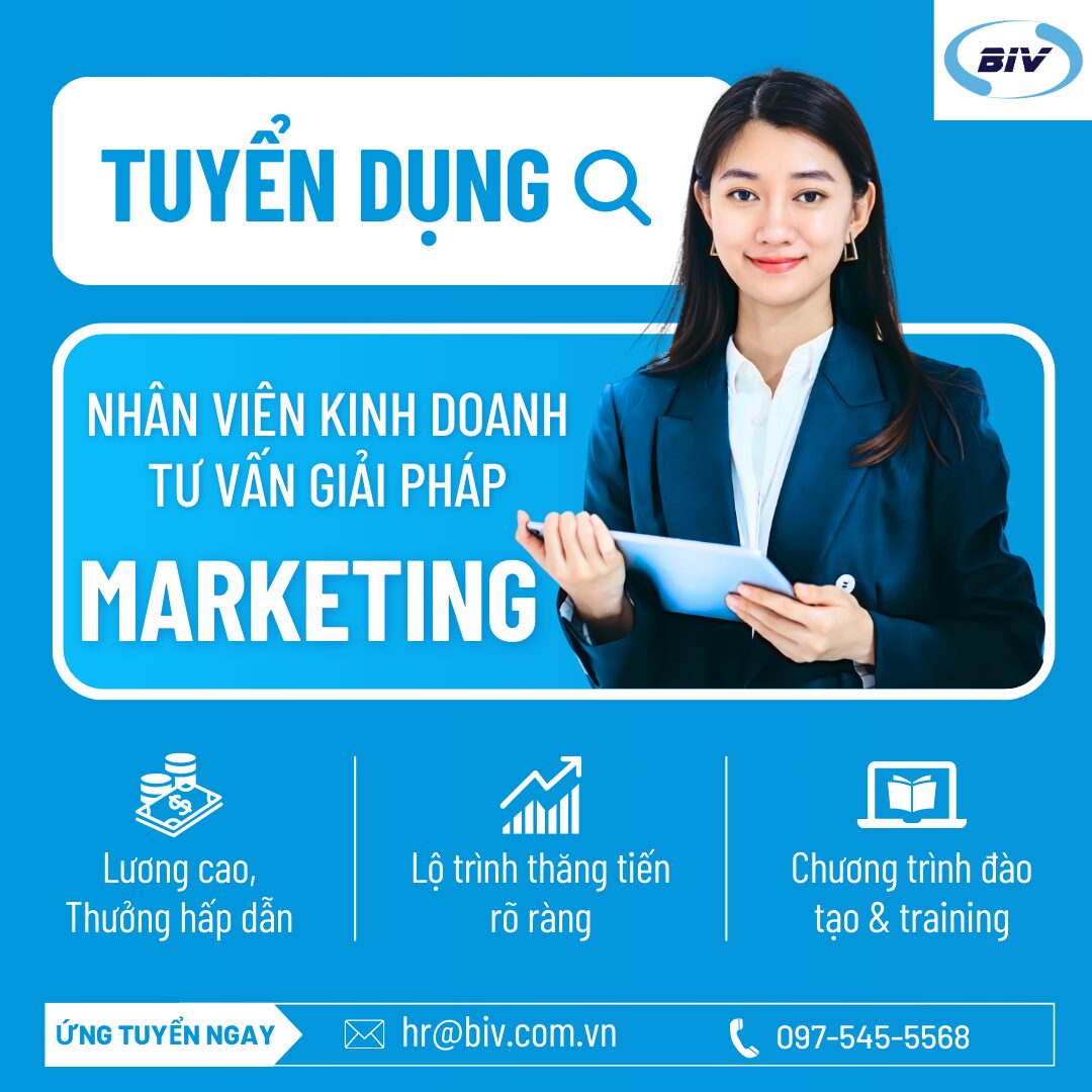TUYỂN DỤNG NHÂN VIÊN KINH DOANH - TƯ VẤN GIẢI PHÁP MARKETING Bai dang Instgram Tuyen dung Chuyen nghiep Hien dai Xanh lam 1
