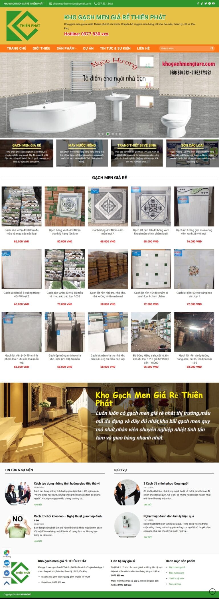 Theme WordPress ban kho gach men